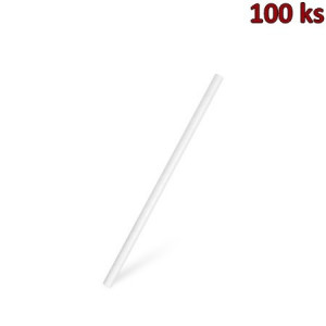 Papírová brčka JUMBO bílé 20 cm, Ø 8 mm [100 ks]