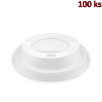 Víčko vypouklé bílé (CPLA) -BIO- pro kelímky Ø 80 mm [100 ks]