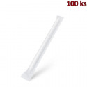 Slámka papírová Bubble Tea černá Ø12mm x 21cm jednotlivě balená [100 ks]